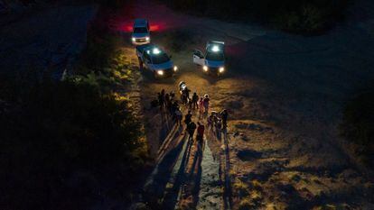 Migrants intercepted by US Border Patrol in Roma, Texas.