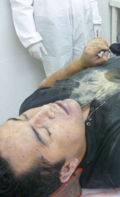 El Lazca&#039;s body lies in a mortuary in this photograph supplied by the Mexican government Tuesday.