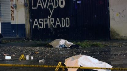 The bodies of two dead students in Guerrero.