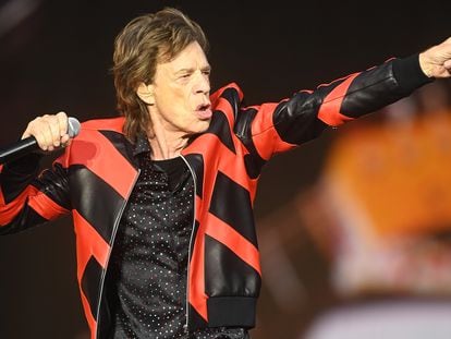 Mick Jagger performing with The Rolling Stones on June 9, 2022, at Anfield Stadium in Liverpool, England.