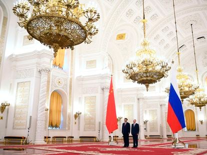 President Vladimir Putin of Russia and President Xi Jinping of China, at a meeting in the Kremlin on March 21, 2023.