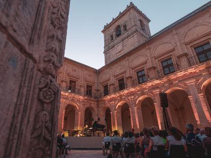The Baroque courtyard of Spain's Uclés monastery, during a concert by Ludovico Eunadi.