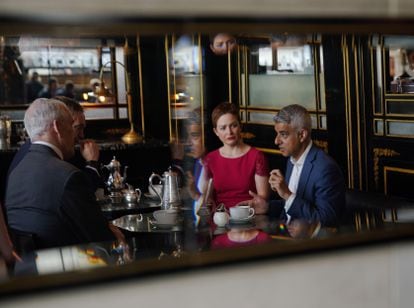 London Mayor Sadiq Khan at The Wolseley café near Piccadilly.