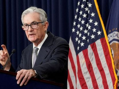 Federal Reserve Chair Jerome Powell answers a question during a press conference at the Federal Reserve in Washington, U.S., November 1, 2023.