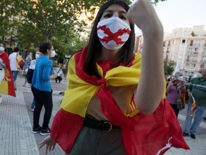 An anti-government demonstrator in the Madrid district of Chamberí.