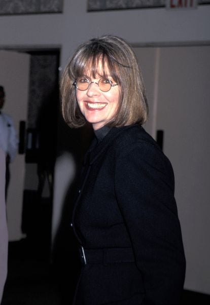 Diane Keaton poses for the press in 1995 during the Muse Awards celebration in New York. 