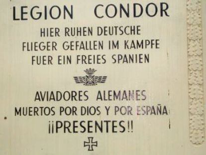 A tombstone to fallen German aviators in the Almudena cemetery.