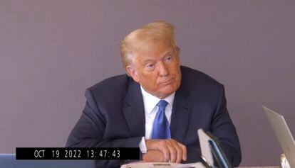 Former U.S. president Donald Trump testifying on October 19.