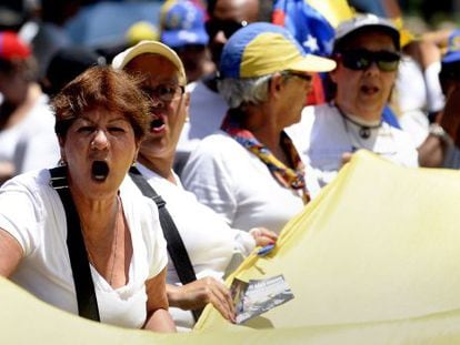 Venezuelans hold an anti-government protest in Caracas.