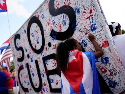 Cuban-Americans marching in front of the White House on July 17.