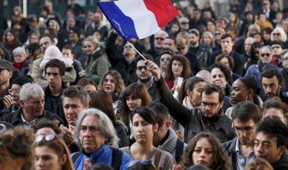 A minute of silence in Lyon in November 2015 for the victims of the Paris terror attacks.