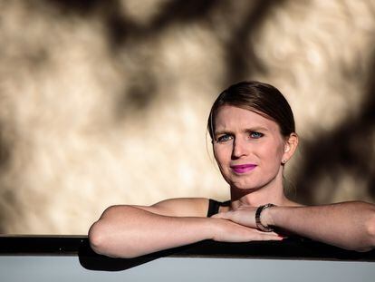 Chelsea Manning poses during a photo call outside the Institute Of Contemporary Arts (ICA) ahead of a Q&A event on October 1, 2018 in London, England.