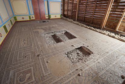 The fifth-century mosaic in Burgos after thieves had ransacked it.