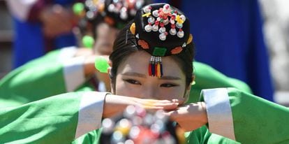 South Korean women during a traditional Coming-of-Age Day ceremony to mark adulthood in Seoul. The ceremony marks the age of 19, at which a person is legally able to make life choices from voting, to drinking alcohol. 