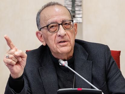 Cardinal Juan José Omella, president of the Spanish Episcopal Conference, during a meeting at the institution’s headquarters in January 2023.