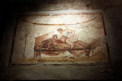 Erotic drawings in the ruins of Pompeii.