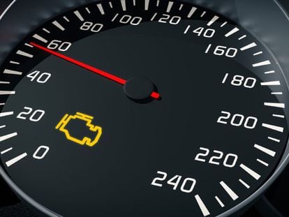 The engine’s Malfunction Indicator Light (MIL) is illuminated on a dashboard.