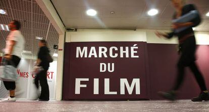 The entrance to the Film Market at the Cannes festival.