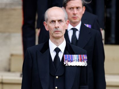 Paul Whybrew, Page of the Backstairs, at Queen Elizabeth's funeral on September 19, 2022 in Windsor, England.