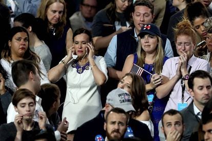 Democratic voters following the vote count in New York.