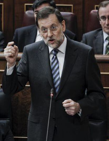 Prime MInister Mariano Rajoy, speaking in Congress today.