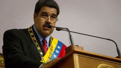 President Nicolás Maduro addresses the National Assembly on January 15.