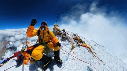 David Goettler, on Everest on May 21, in an image provided by the climber.