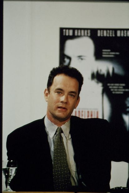 Tom Hanks promoting 'Philadelphia' at the Berlin Film Festival.