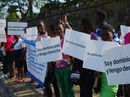 Dominicans of Haitian origin hold a protest over court's decision.