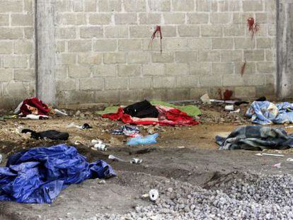 Crime scene where 22 alleged drug traffickers were killed in Mexico.