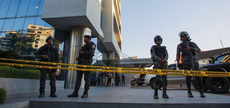 Odebrecht's offices, guarded by police.