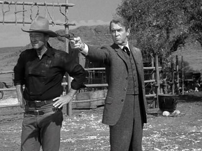 John Wayne and James Stewart in John Ford’s ‘The Man Who Shot Liberty Valance.’
