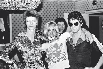 David Bowie, Iggy Pop and Lou Reed, in London in 1972.