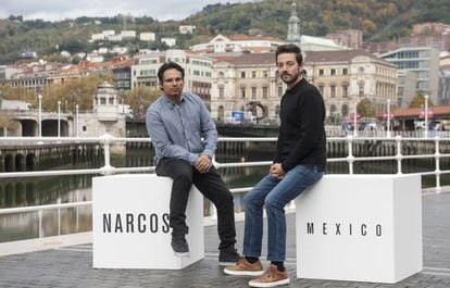 Michael Peña and Diego Luna present 'Narcos' in Bilbao.