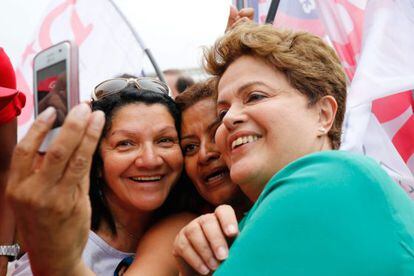 President Dilma Rousseff campaigning for re-election on Tuesday.