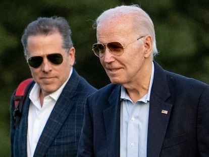 U.S. President Joe Biden with his son, Hunter Biden, in June in Washington.