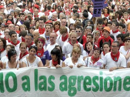 Demonstration in response to the rape of a young woman on the first night of Sanfermines.