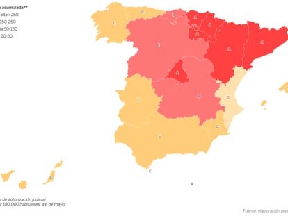 The map of the latest Covid-19 restrictions in Spain and infection rates in each region