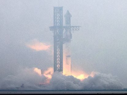 SpaceX's next-generation Starship spacecraft, atop its powerful Super Heavy rocket, begins its lift off on its third launch from the company's Boca Chica launchpad on an uncrewed test flight, near Brownsville, Texas, March 14, 2024.