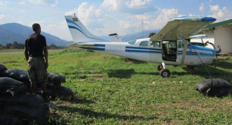 A Bolivian plane confiscated in the jungle in Peru.