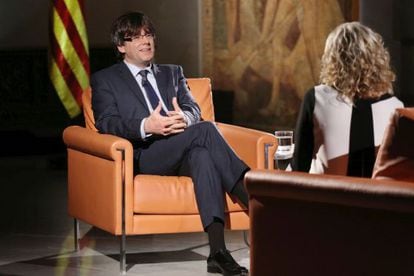 Carles Puigdemont during the interview.