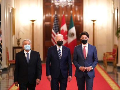 Andrés Manuel López Obrador, Joe Biden and Justin Trudeau at the last North American Leaders’ Summit in Washington, D.C., in November of 2021.
