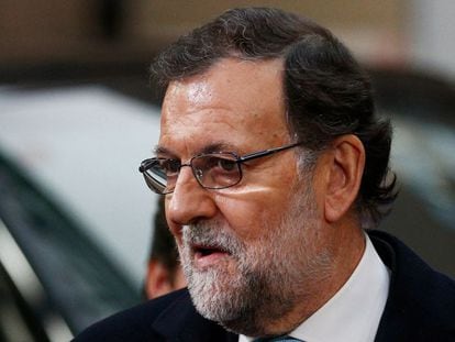 Rajoy arrives at the European Council on Monday.