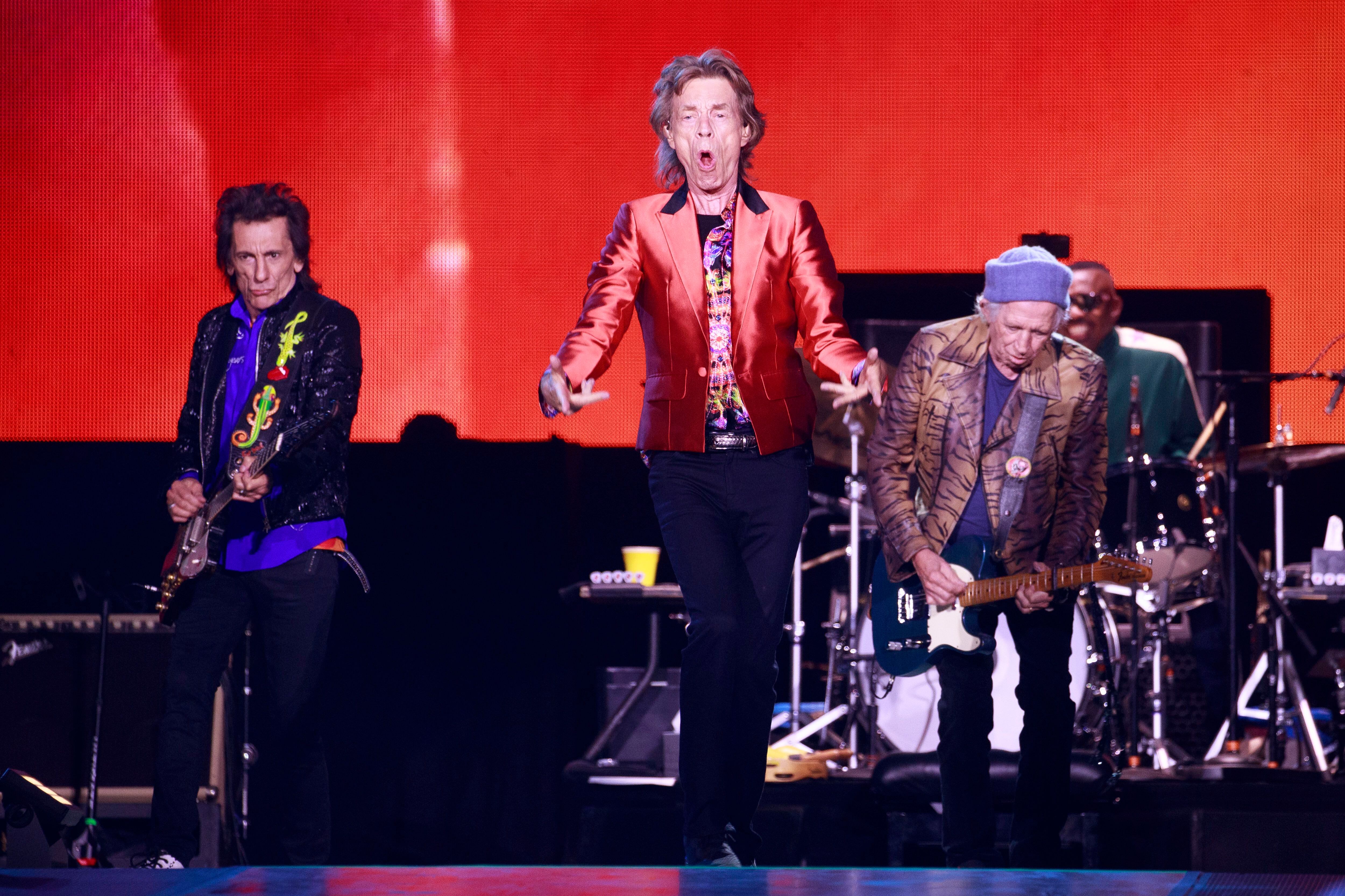 Ron Wood, Mick Jagger and Keith Richards at the Rolling Stones concert in Madrid in June.