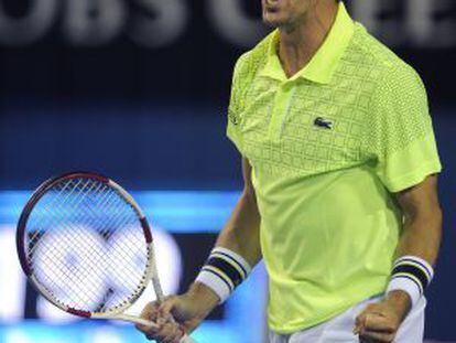 Roberto Bautista-Agut of Spain celebrates after winning his second-round match against Juan Mart&Iacute;n del Potro.