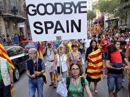 A scene from Tuesday&#039;s massive march in Barcelona.