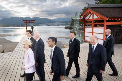 G7 leaders during a visit to the island of Miyajima.