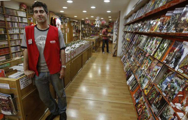 Jesús Marugán in the store he runs with his brother in Madrid.