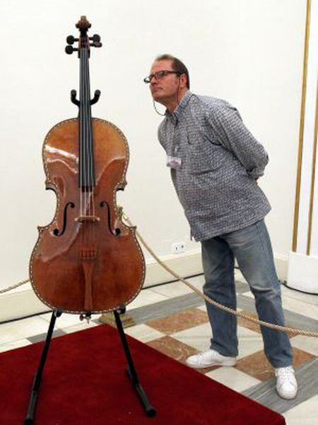 The restored Stradivarius on display in Madrid this week.