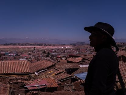 View from Chinchero of the runway of the new airport at the end of 2022.